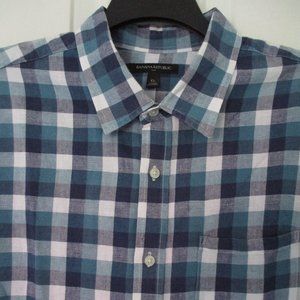 Banana Republic Mens L/S Blue Linen/Cotton Casual Shirt - Size 17.5/35-36 or XL